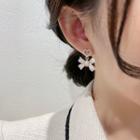 Heart Bow Rhinestone Faux Pearl Dangle Earring 1 Pair - S925 Silver Stud - White - One Size