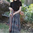 Short-sleeve Top / Pattern Midi Skirt