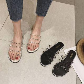 Studded Toe-loop Slide Sandals