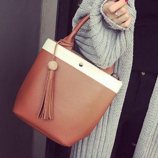 Set: Color Block Bucket Bag + Coin Purse