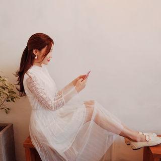 Half-placket Laced A-line Dress