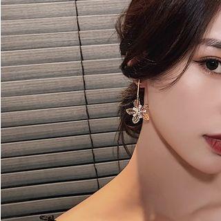Alloy Rhinestone Flower Dangle Earring Silver - One Size