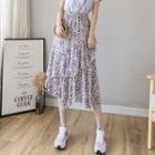 Floral Print Asymmetric Hem A-line Skirt
