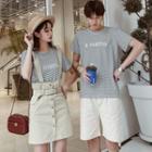 Couple Matching Short-sleeve Striped T-shirt / Shorts / Suspender Mini Skirt