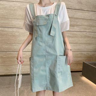 Crew-neck Short-sleeve T-shirt / Pocket Detail Jumper Dress