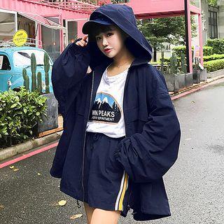 Set: Hooded Jacket + Drawstring Waist Shorts
