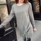 Fringed Long Knit Top