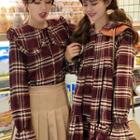 Color-block Peter-pan Collar Plaid Blouse / Color-block Plaid Ruffled-trim Dress