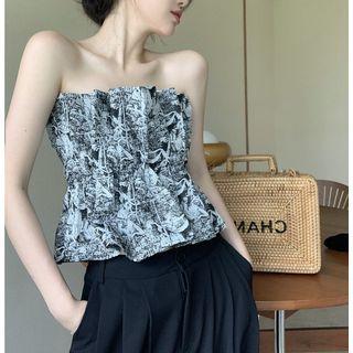 Patterned Strapless Top / Shrug