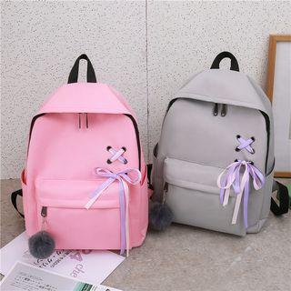 Canvas Lace-up Accent Plain Backpack