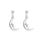 Moon Alloy Dangle Earring 01 - 1 Pair - 0651 - Silver - One Size