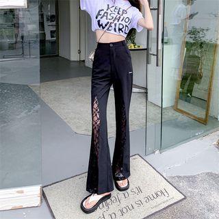 Lace Panel Bootcut Dress Pants