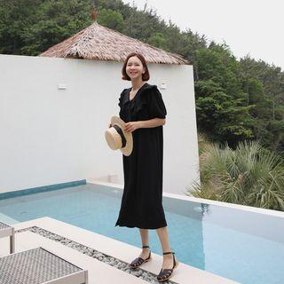 Capelet Button-up Long Dress