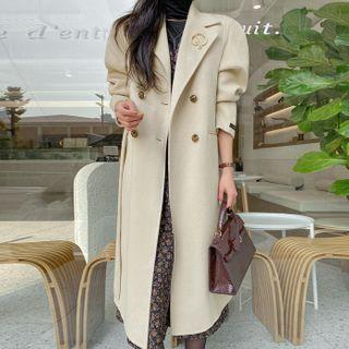 Puff-shoulder Handmade Wool Coat