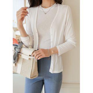 Basic V-neck Textured Cardigan