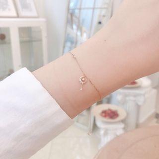 925 Sterling Silver Moon & Star Bracelet Rose Gold - One Size