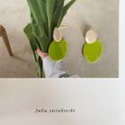 Glaze Disc Dangle Earring 1 Pair - Green & White - One Size