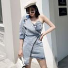 One-shoulder Denim Mini A-line Dress