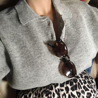 Short-sleeve Wool Blend Polo Shirt