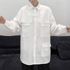 Long-sleeve Front Pocket Layered Shirt
