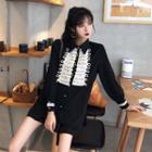 Color-block Long-sleeve Shirt Black - One Size