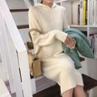 Hooded Sweater Dress Ivory - One Size