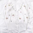 Floral Knit Cardigan White - One Size