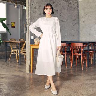 Round-neck Textured Midi Dress