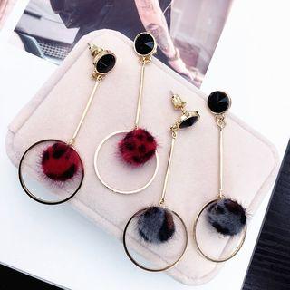 Leopard Print Bobble Hoop Dangle Earring