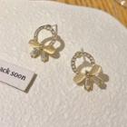 Bow Faux Cat Eye Stone Alloy Earring