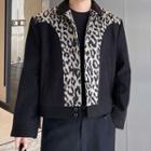 Leopard Panel Button-up Jacket