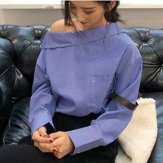 One Shoulder Striped Blouse