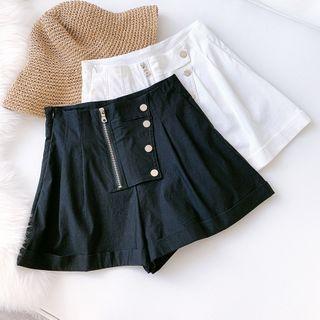 Zipped High-waist Shorts