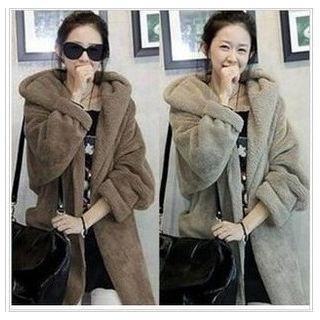 Hooded Thick Open Front Coat