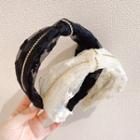 Rhinestone Mesh Headband Off-white - One Size