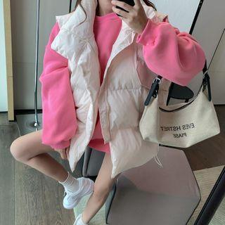 Long-sleeve Plain Sweatshirt / Sleeveless Plain Padded Coat