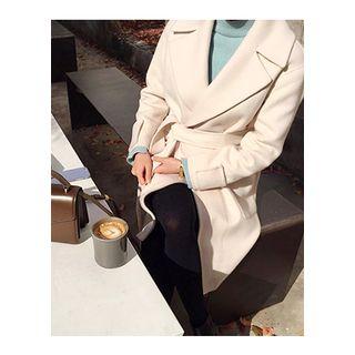 Notched-lapel Handmade Coat With Sash