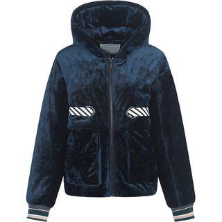 Applique Hooded Velvet Down Jacket