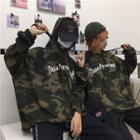 Couple Matching Lettering Camouflage Hoodie