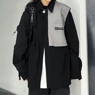 Color Panel Zip Pocket Shirt