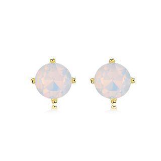 Simple And Fashion Plated Gold Round Austrian Element Crystal Stud Earrings Golden - One Size
