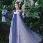 Gradient Maxi A-line Skirt / Long-sleeve Hanfu Top / Set