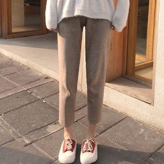 High-waist Plain Knit Pants
