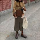 Forest Jacquard Sweater / Slit-hem Corduroy Skirt