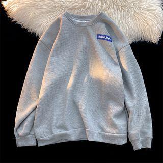 Applique Waffle Fleece Lined Sweatshirt