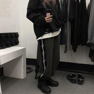 Elastic Waist Letter Print Sweatpants