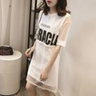 Set: Long Tank Top + Short-sleeve Mini Sheer Dress