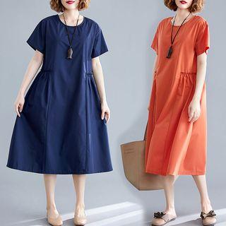 Plain Wood Ear Trim Medium Maxi Dress