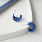 Layered Alloy Open Hoop Earring 1451 - 1 Pair - Blue - One Size