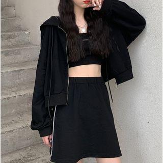 Plain Cropped Zip Hoodie